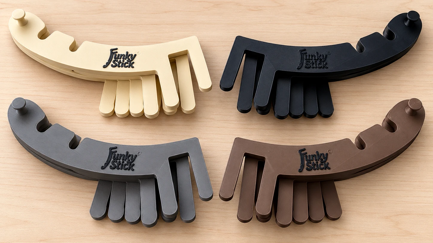 Funky Stick examples shown in several colour combinations