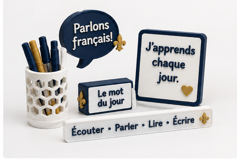 3D printed French-language classroom resources and learning tools